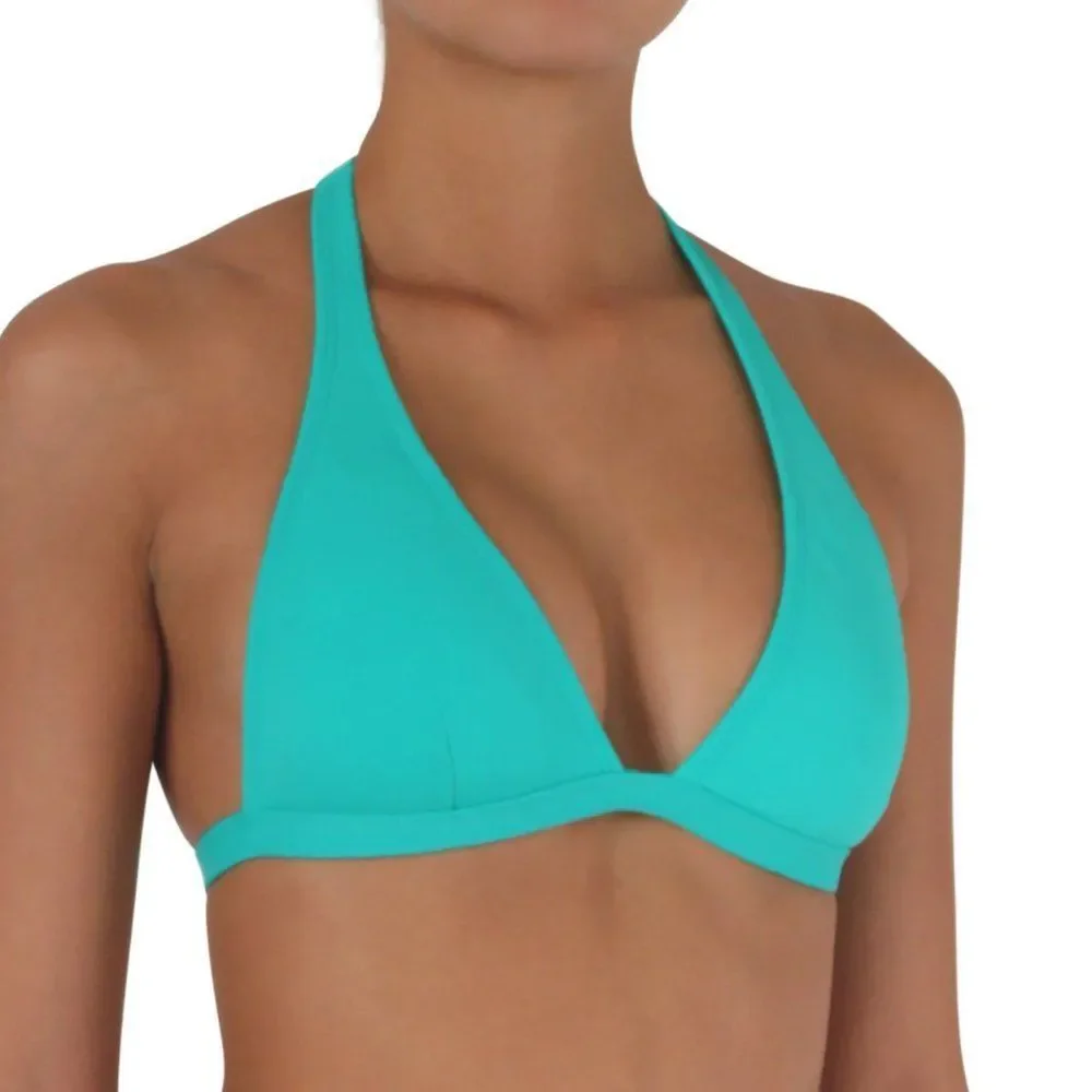 S & M Skirt With Attached Bottom & top Sea Green Solid Pualani Bikini Beachwear - Picture 2 of 12